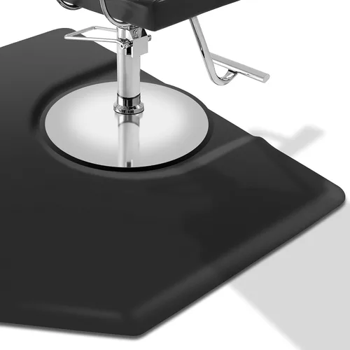 Miniatura 3 de Saloniture Alfombrilla antifatiga para silla de salón y barbería de 5 x 4 pies, hexagonal negro, 1 pulgada de grosor