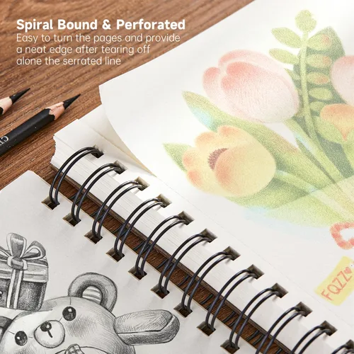 Miniatura 4 de Shuttle Art Cuaderno de bocetos de 9 x 12 pulgadas, 220 hojas en total, paquete de 2 (110 hojas cada una), papel grueso de 68 libras/100gsm, bloc