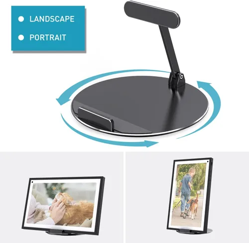 Miniatura 6 de Soporte inclinable y giratorio para Echo Show 15, hecho de aleación de aluminio, giratorio y plegable, soporte Echo Show 15 adecuado para Negro