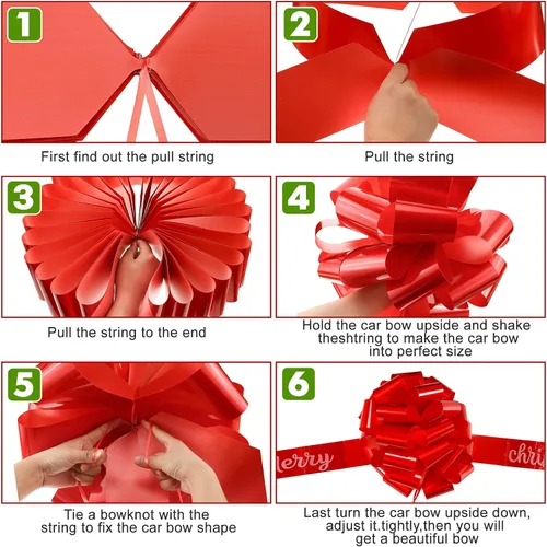 Miniatura 4 de Waydress Lazo grande para automóvil gigante de 20 pulgadas, lazo rojo grande de Navidad para envolver regalos, casas nuevas, gran presente