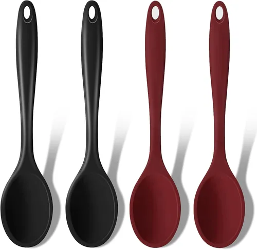 Miniatura 13 de GEEKHOM Cucharas de cocina de silicona, 2 piezas de 11 pulgadas, juego de utensilios de cocina de silicona resistentes al calor, cucharas grandes