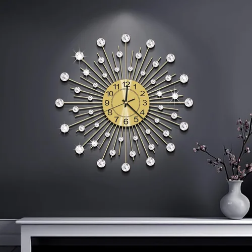 Miniatura 13 de Reloj de pared grande de cristal de 24 pulgadas para decoración de sala de estar, moderno reloj de pared con forma de estrella de metal, reloj