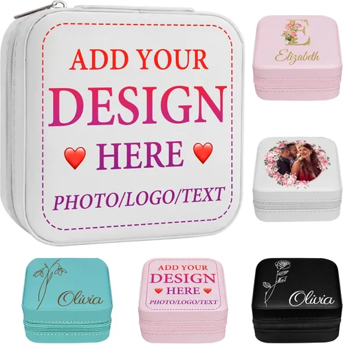 Miniatura 16 de Joyero personalizado para regalos de dama de honor, flor de nacimiento, inicial, joyería de viaje personalizada para mujeres, organizador de joyas