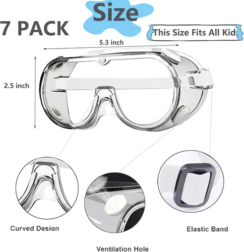 Miniatura 2 de Gafas de seguridad para niños, lentes de policarbonato ligero y marco de PVC, unisex, 7 piezas