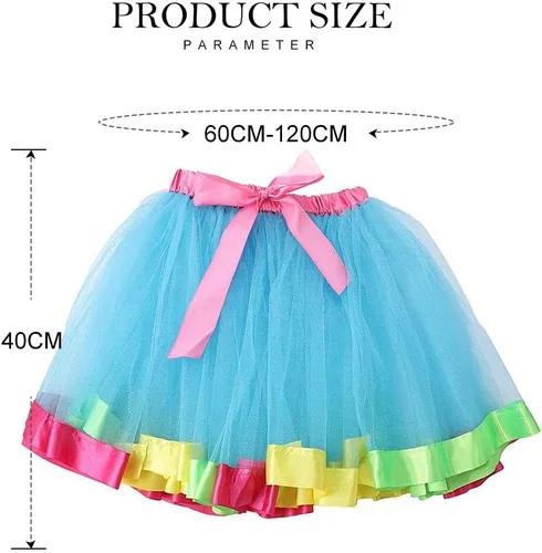 Miniatura 3 de REETAN Rainbow Tutu Skirts Colorful Tulle Skirt Ribbon Layered Dance Party Tutu Costume for Women and Girls