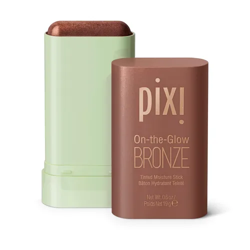 Pixi On-the-Glow Bronze - BeachGlow, Hidratante con color y bronceador húmedo en barra con ginseng, aloe vera y extractos de frutas, Para mejillas y