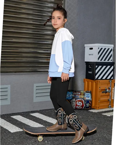 Miniatura 4 de Jxstar Sudadera de manga larga con capucha y cremallera para niñas, camisa suelta con bolsillo