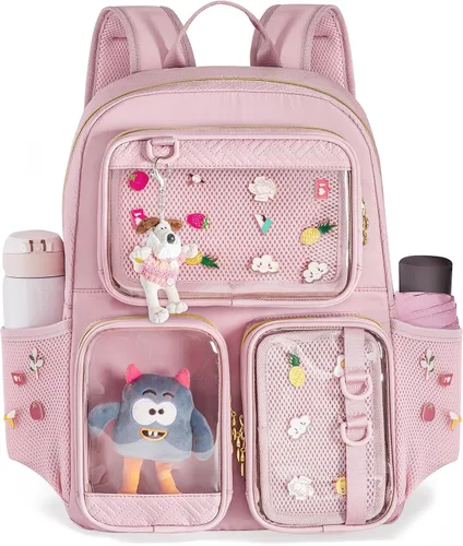 Miniatura 7 de Ita Bolso con Pin de Exhibición Mochila con Inserción, Mochila Estética Kawaii con Funda para Laptop para Cosplay y Concierto, Negro, Mediana