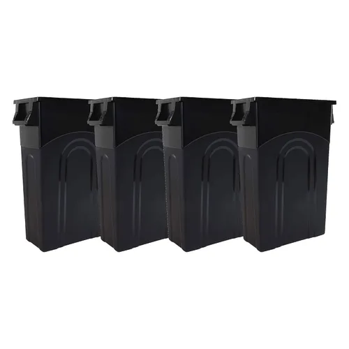Miniatura 9 de United Solutions Highboy - Papelera de plástico para reciclaje de 23 galones con tapa, asas de paso y borde del recogedor, color azul Reciclar Azul