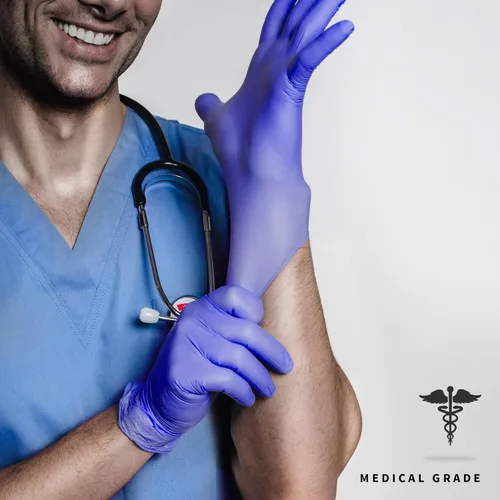 Miniatura 3 de Medguy Medical Nitrile Exam Gloves, 4 Mil Powder-Free Latex-Free Disposable Food-Safe Cooking Cleaning, Blue-Violet 100 Pcs Large (azul-violeta)