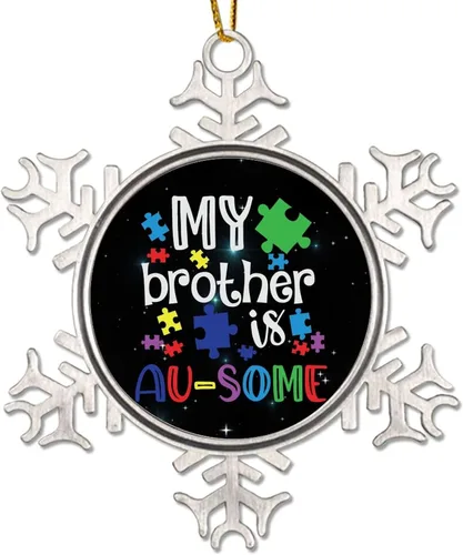 Adornos de Navidad con texto en inglés «My Brother is Autismo», regalo para niños autistas, decoraciones de conciencia sobre el autismo, recuerdo de