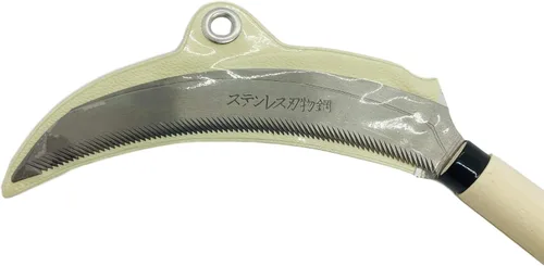 Miniatura 4 de KAKURI Herramienta de jardín de hoz dentada de 6.7 pulgadas, herramienta de deshierbe para deshierbe, cosecha, trasplante, hoja de acero inoxidable