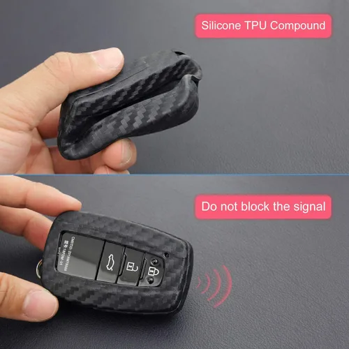 Miniatura 3 de MissBlue Funda de piel auténtica para llave Toyota 86 GT86 Avalon C-HR Camry Corolla Highlander Land Cruiser Prado Prius RAV4, Patrón de fibra