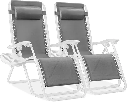 Miniatura 47 de Best Choice Products - Juego de 2 sillas reclinables y ajustables de malla y acero, sillas con sensación gravedad cero con cojines y bandejas