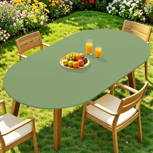 Miniatura 50 de Moosfor Mantel redondo de elastano, elástico ajustable impermeable para mesas de 18 a 24 pulgadas, mantel de picnic elástico lavable para Azul