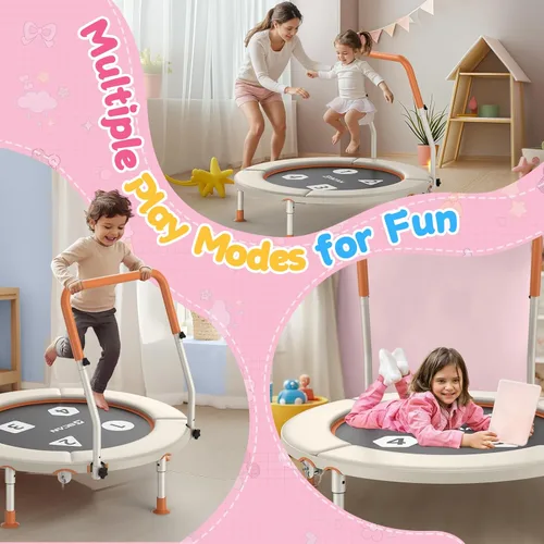 Miniatura 7 de BCAN BT1 36'' Toddler Trampoline, ASTM Certified-Foldable Mini Trampolines for Kids Ages 1-6, Adjustable Handle, Safety Pad & Foldable Legs, Baby