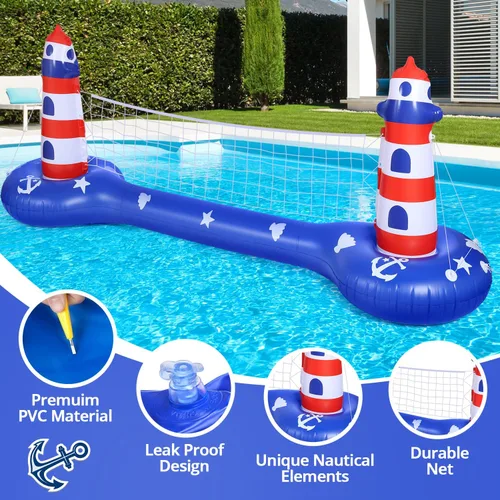 Miniatura 6 de EagleStone Red de voleibol para piscina y aro de baloncesto, flotadores inflables para piscina, juguetes para nadar juegos de agua para adultos