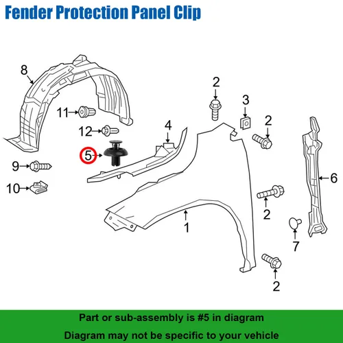 Miniatura 3 de Cubierta de acceso para soporte de radiador, deflector de aire y clip de retención de escudo lateral 90467-07217 para Toyota 4Runner Corolla
