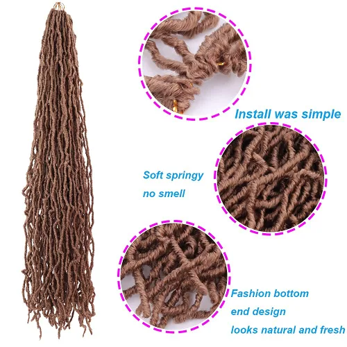 Miniatura 5 de Trenzas de ganchillo sintéticas de 36 pulgadas, 6 paquetes de trenzas de ganchillo súper largas de diosa, cabello rizado, ondulado, suave, trenzado