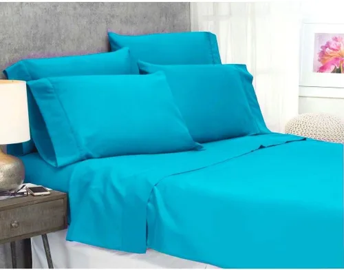 Miniatura 27 de LaxLinen Sábanas Aqua Solid Full, 1 sábana bajera de bolsillo extra profundo para colchones de 18 a 24 pulgadas, calidad egipcia elástica, 600 hilos