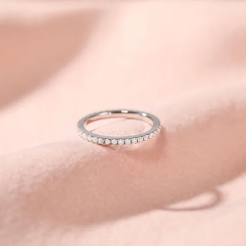 Miniatura 2 de EAMTI anillo de compromiso chapado en oro blanco de 14quilates, 564 de pulgada, con circonita, anillo de compromiso apilable, tamaños 3-13