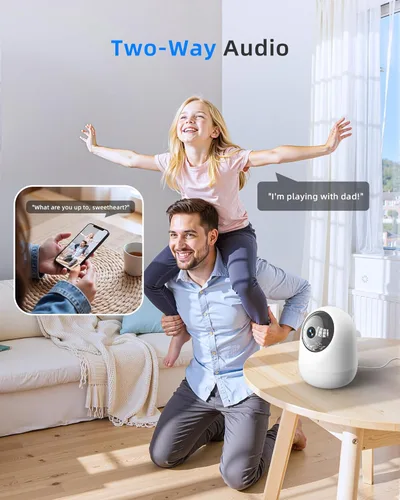 Miniatura 9 de Cámara de seguridad interior de 4MP 360° Pan Tilt 5G/2.4G WiFi 6, cámara enchufable para mascotas con altavoz para monitor de bebé de perro/gato