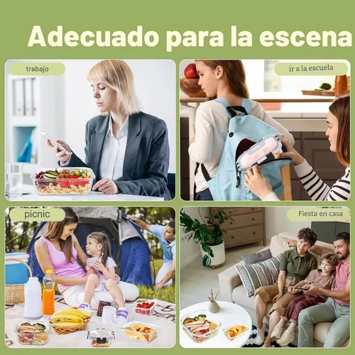 Miniatura 7 de Liuruiyu - Paquete de 8 contenedores de vidrio para almacenamiento de alimentos con tapas, contenedores para preparación de comidas, cajas Bento