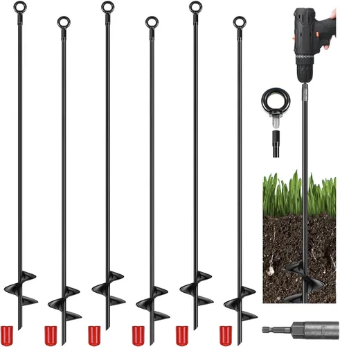 Yaocom - Anclaje de suelo extra largo de 40 pulgadas de ancho, hélice de 0.551 in de ancho, taladro de varilla de metal resistente para anclajes de