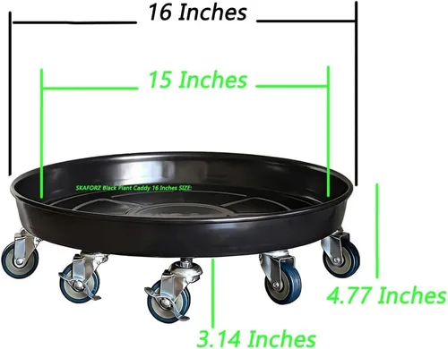 Organizador de macetas con ruedas (capacidad de 430 libras), soporte de metal resistente con ruedas de freno, bandeja para plantas para interiores y