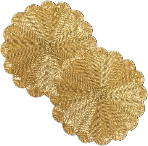 Miniatura 32 de Manteles individuales de 13 pulgadas con cuentas redondas para mesa de comedor - Manteles decorativos con cuentas de vidrio y respaldo de algodón