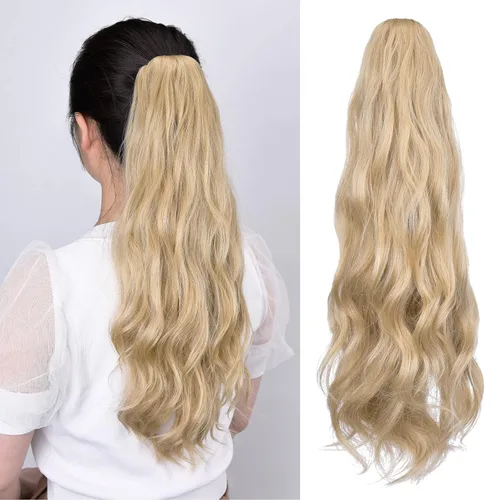 Miniatura 265 de Extensiones de cola de caballo de cabello rubio, extensiones de cola de caballo para mujer, pinza de extensiones de cabello rizado de 12 pulgadas