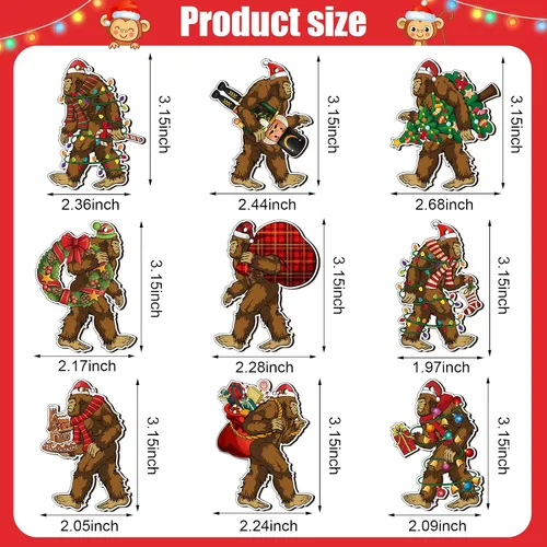 Miniatura 3 de Kathfly Bigfoot - Adorno de Navidad de madera Sasquatch colgante Bigfoot divertido árbol de Navidad, decoración de gorila, adornos colgantes