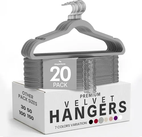 Miniatura 18 de Utopia Home Velvet Hanger - Paquete de 100 perchas delgadas antideslizantes de lujo para pantalones y abrigos, perchas fuertes que ahorran espacio