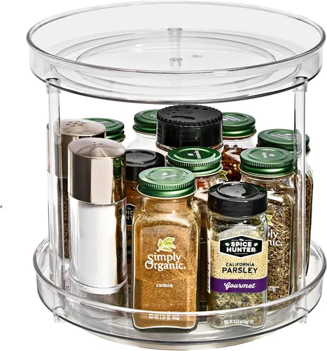Miniatura 14 de Sorbus Organizador plano transparente Lazy Susan de 9 pulgadas, organizador giratorio para organización de especias para gabinete, tocadiscos Lazy