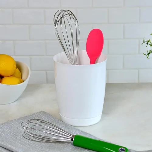 Miniatura 3 de Youngever Paquete de 2 soportes de plástico para utensilios, organizadores de utensilios blancos, utensilios de cocina grandes