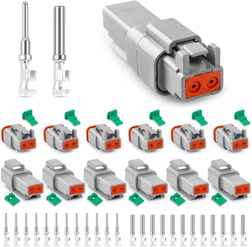 JRready DW1017 - Kit de conectores DT Deutsch de 2 pines, IP68 impermeable, kit de conectores DT eléctricos automotrices con 12 pares tamaño 16