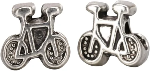 10 cuentas sueltas de agujero grande para bicicleta (agujero de 0.177 in) espaciador de metal plateado antiguo para bricolaje artesanía joyería