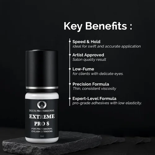 Miniatura 3 de DLUX PROFESSIONAL Pegamento de extensión de pestañas para profesionales – 8 semanas de retención, 1 segundo de tiempo de secado, sin látex