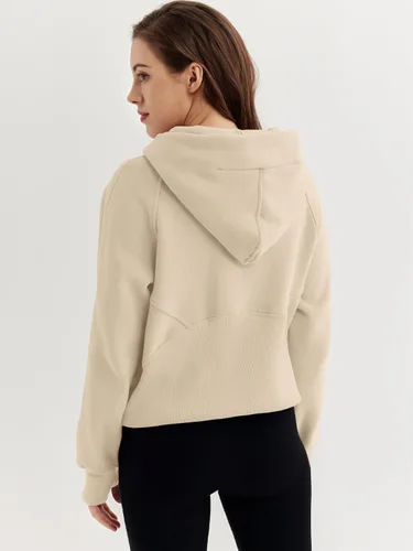 Miniatura 4 de WYNNQUE Sudaderas cortas con capucha y cremallera para mujer, sudadera con cremallera completa, suéter de invierno con bolsillo