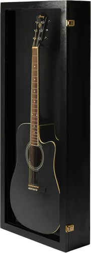 PENNZONI Vitrina de guitarra acústica - Estuche acrílico para guitarra acústica - Soporte de pared para guitarra hecha de marco de madera dura y