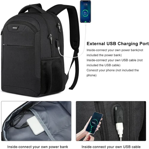 Miniatura 4 de BIKROD Mochila para hombres y mujeres, mochila escolar para niños, resistente al agua, para viajes de negocios, laptop, para laptop de 15.6 pulgadas