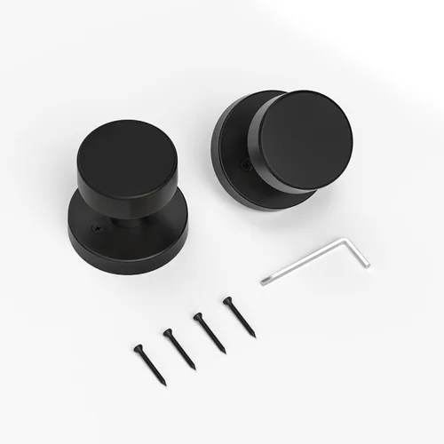 Miniatura 6 de Paquete de 4 perillas falsas interiores negras, perillas de puerta negras mate para puertas plegables de armario, manija de puerta redonda moderna