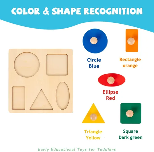 Miniatura 2 de Juguetes Montessori para bebés de 6 a 12 meses, rompecabezas con forma de madera para niños pequeños de 1 a 3 años, rompecabezas jumbo con perilla