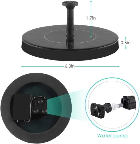 Miniatura 3 de Bomba de agua de fuente solar para baño de pájaros, nueva mini bomba de fuente solar mejorada de 1.5W con kit de panel solar independiente