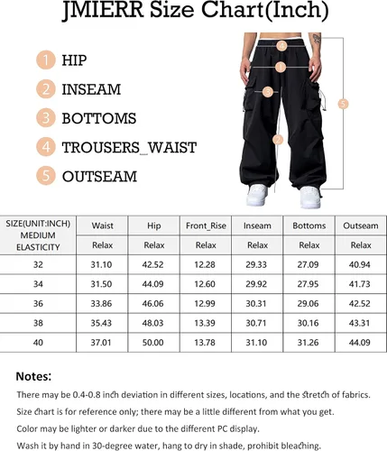 Miniatura 6 de JMIERR Pantalones cargo holgados para hombre, estilo casual, de paracaídas, holgados, con bolsillos, para uso urbano