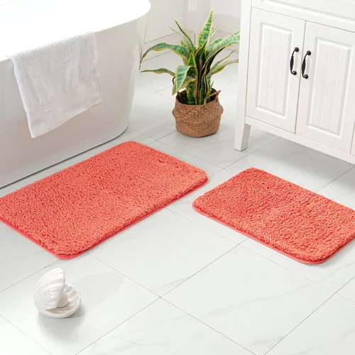 Miniatura 30 de MIULEE Juego de 2 alfombras de baño antideslizantes peludas extra gruesas y suaves, alfombrillas de baño de microfibra suave absorbente de agua