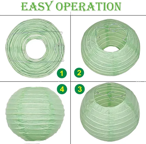 Miniatura 7 de Faroles de papel verde salvia, 12 linternas colgantes para fiestas de cumpleaños, bodas, decoración del hogar, decoración festiva de baby shower