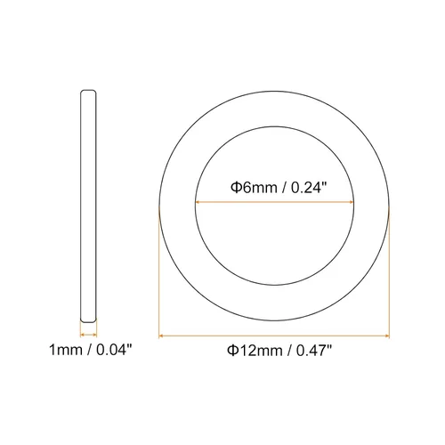 Miniatura 2 de uxcell Arandela Plana M6, 50 Piezas Arandelas de Anillo Plano de Cobre de 12mm de Diámetro Exterior Junta de Sellado de Metal para Tornillos, Pernos