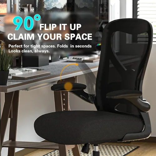 Miniatura 6 de Office Desk Chair with Ergonomic Lumbar Support, Extra-Thick Seat Cushion, Flip-up Arms, Breathable Mesh Back, Computer Task Chair for Home Office