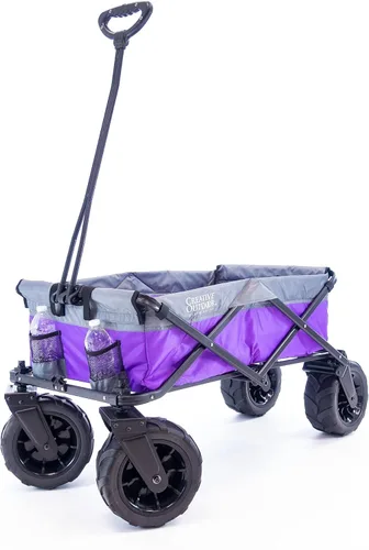 Creative Outdoor Push Pull - Cochecito plegable para exteriores, capacidad de peso de 200 libras, carrito plegable portátil todo terreno, ruedas